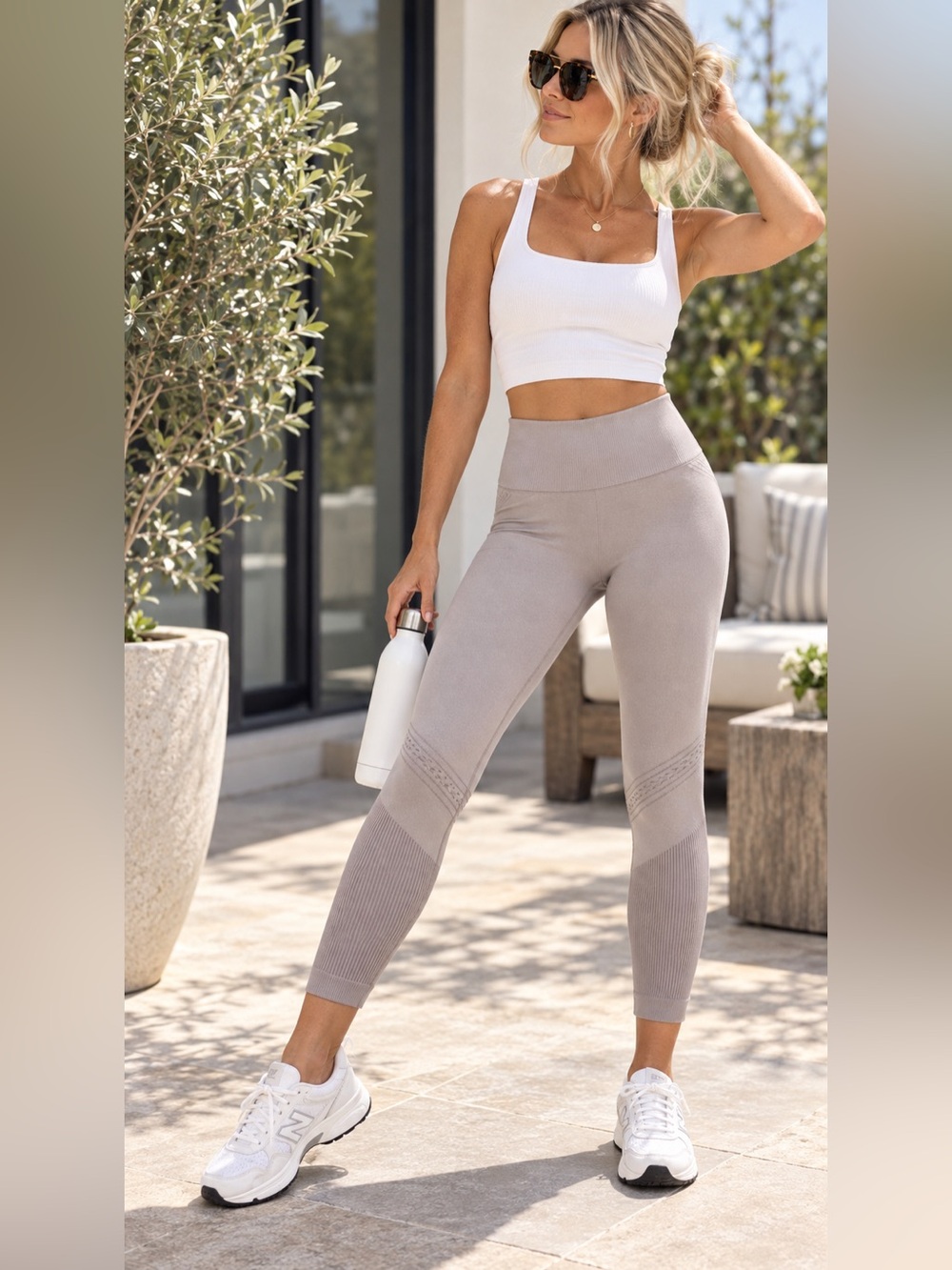 JoyLab Seamless Leggings Women’s Large Light Lilac Ribbed 7/8 Activewear Yoga
